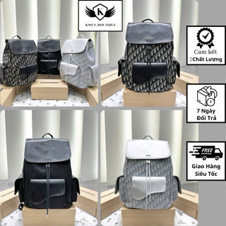 Balo đi học Nam Nữ CD vải canvas dệt vân chữ monogram túi hộp nắp da trơn tag chữ Cao Cấp