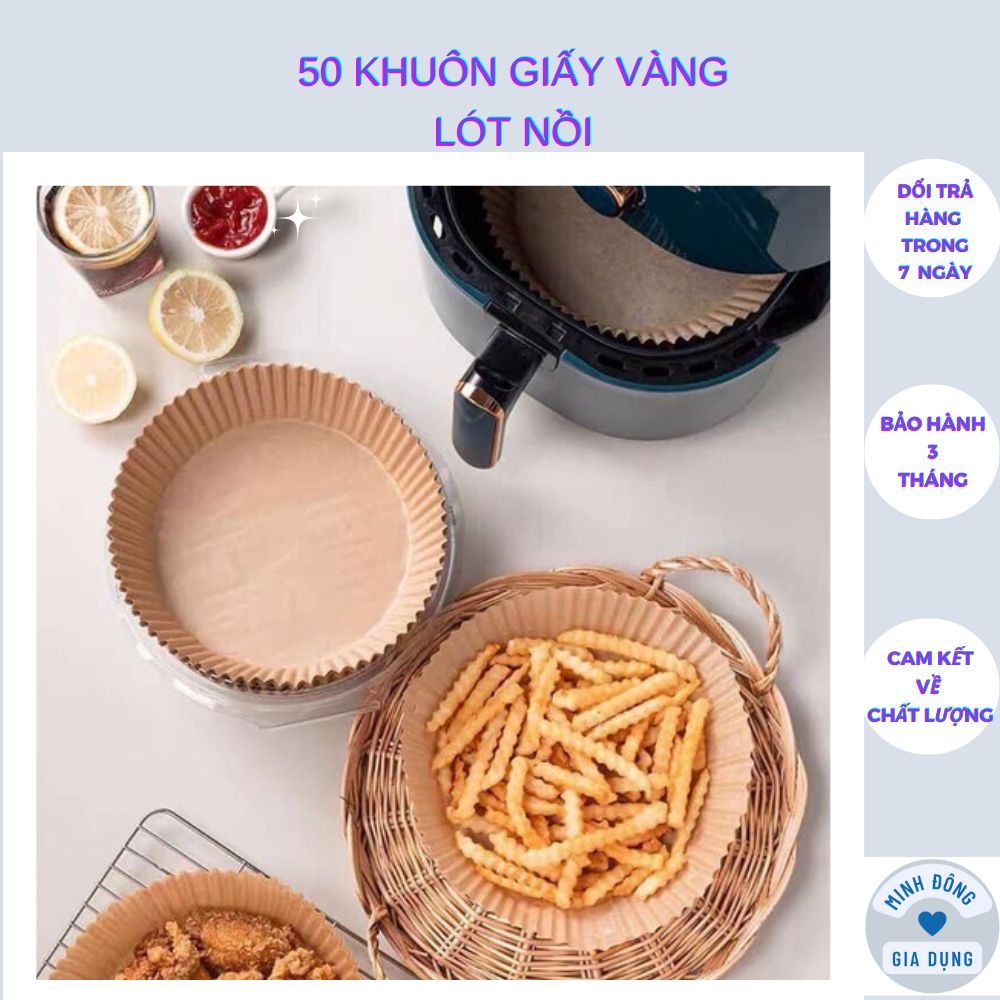 Giấy Nến Lót Nồi Chiên Không Dầu 1 Tệp 50 Tờ Cực Tiện Không Gây Hỏng Dễ Dàng Về Sinh Nồi