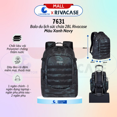 [HỎA TỐC] Balo du lịch sức chứa 28L Rivacase 7631 - Hàng chính hãng