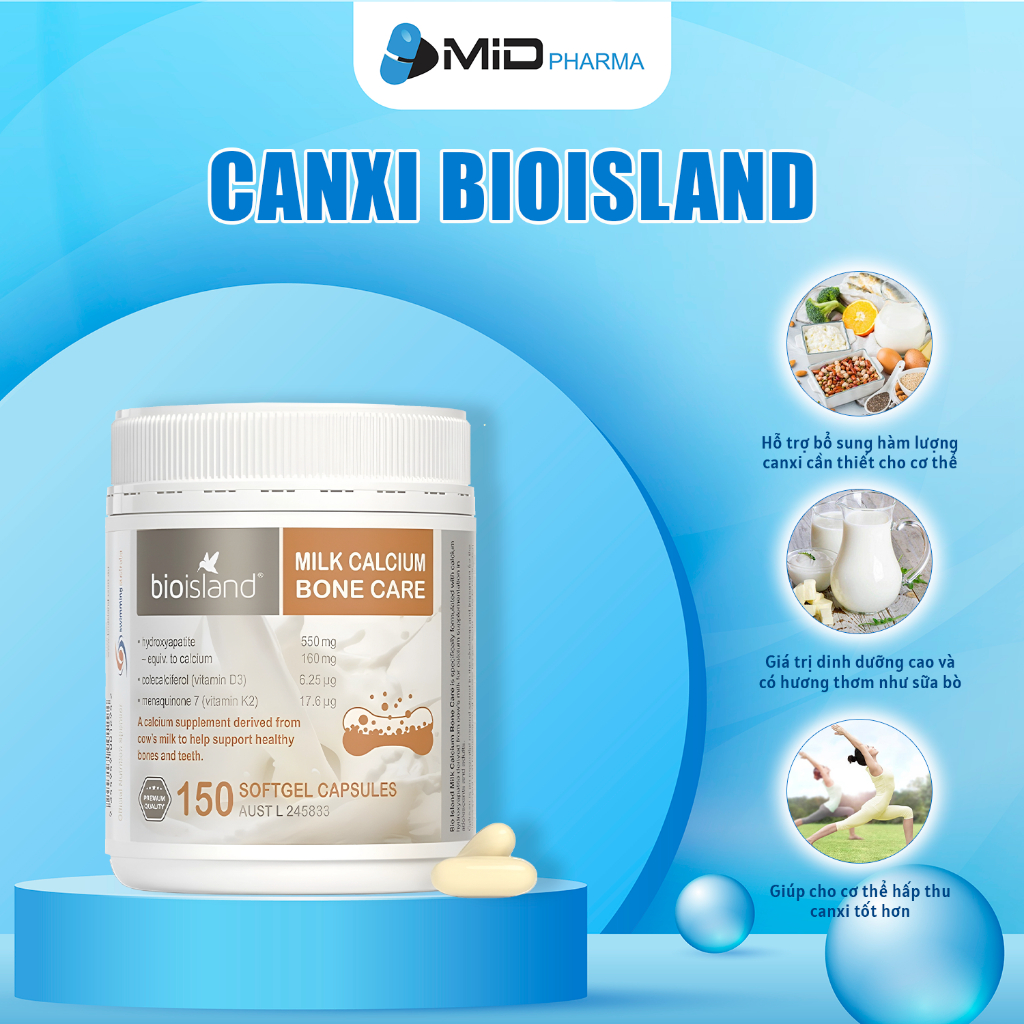 Vitamin Canxi hữu cơ BioIsland Bone Care bổ sung canxi cho mẹ bầu