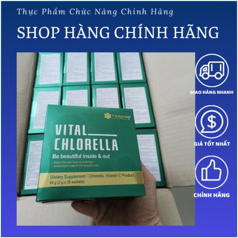 Vital Chlorella bột tảo thanh lọc cơ thể, chăm sóc sức khỏe.