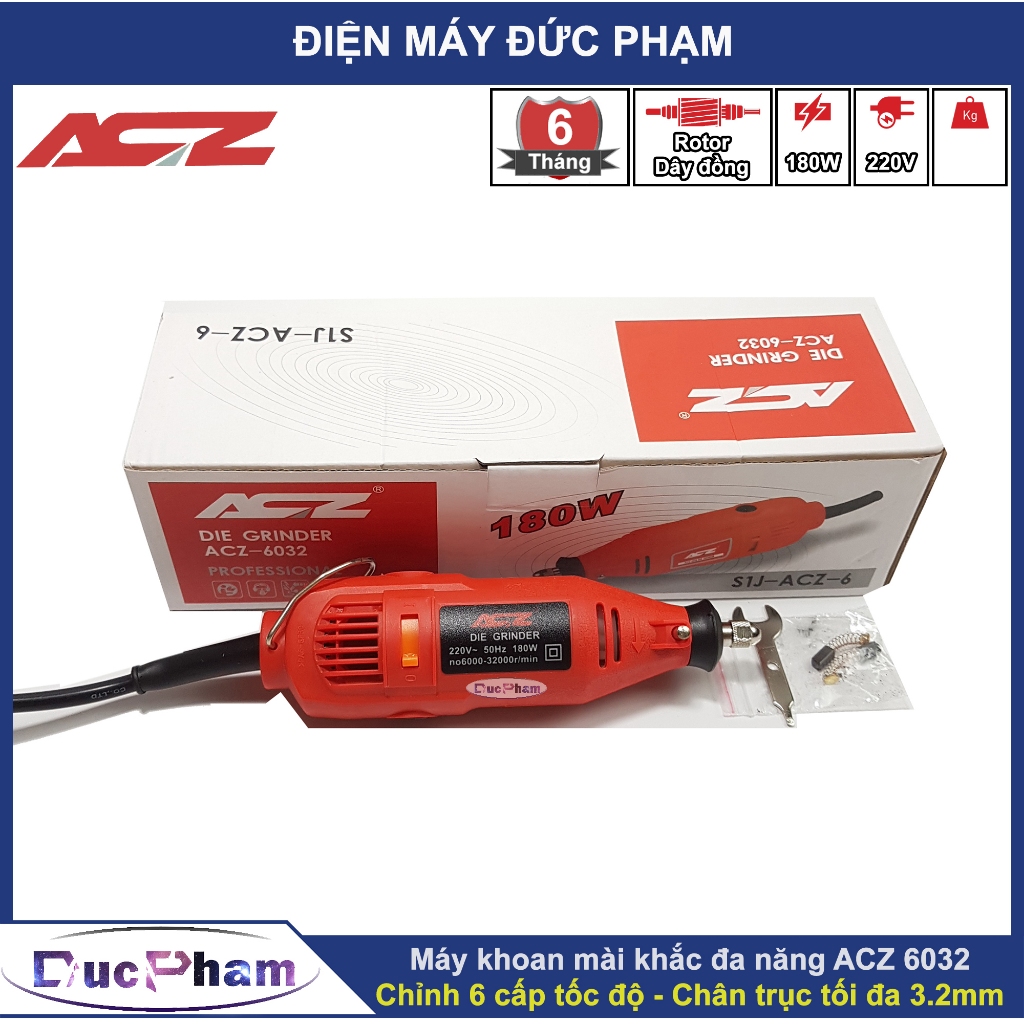 Máy khoan mài cắt mini đa năng ACZ-6032 | Công suất 180W | Điều chỉnh 6 tốc độ | Chính hãng