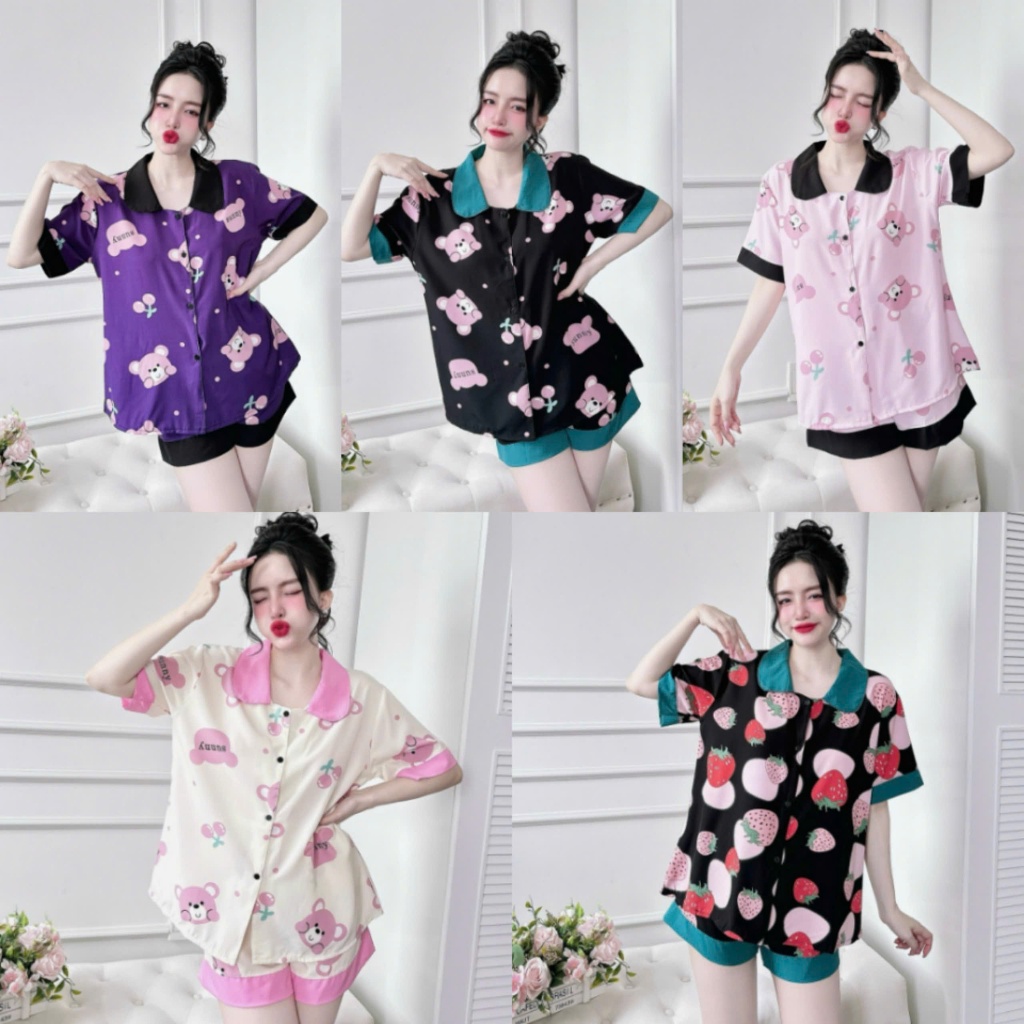 [Bigsize 50-100kg]Bộ Nữ Lụa Nhật - Đũi Xốp Mặc Nhà Bộ Ngủ Nữ Pijama Tay Ngắn Quần Đùi Chất Liệu Đũi 