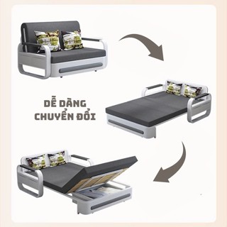Sofa Giường Gập Smarthome Thành Ghế Có Hộc Chứa Đồ Tiện Lợi Khung Trắng 3 Kích Thước 120cm, 150cm, 180cm (3 Màu Sắc)