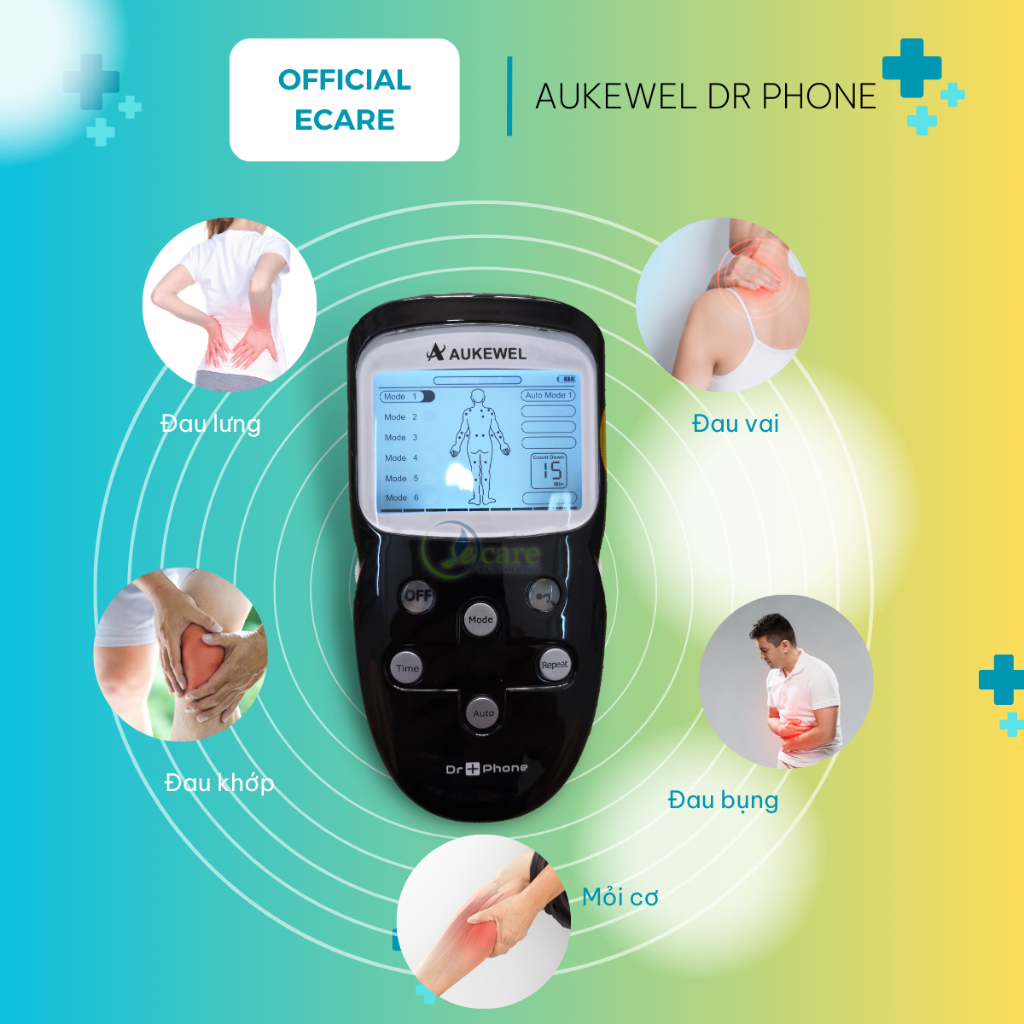 Máy Massage xung điện trị liệu 8 miếng dán cao cấp thương hiệu Đức Aukewel Dr Phone AK-2000-V