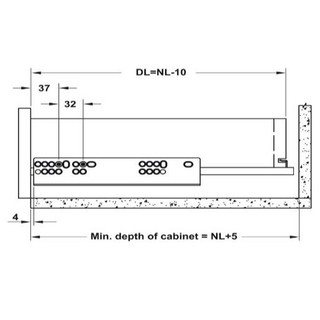 Ray âm giảm chấn mở 3/4  Hafele 433.32 ( 300mm - 550mm)