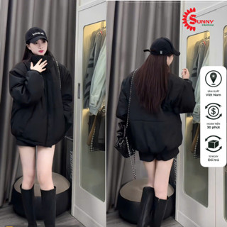 Áo phao trơn BASIC chất dù trần bông 3 lớp siêu ấm không bị dồn bông form rộng unisex - SNAP01