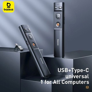 Bút trình chiếu Baseus chạy pin AAA dùng cho Laptop, máy tính bảng, sóng 2.4G chân cắm USB và Type C
