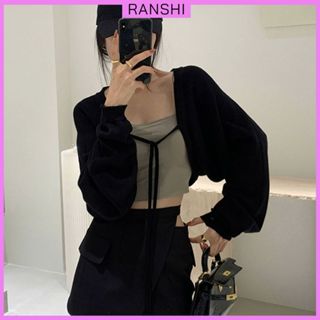 Áo Khoác Cardigan Croptop RANSHI Phối Dây Cột Nhẹ Nhàng Phong Cách Cá Tính Dễ Thương Chất Thun Gân Dày  - RA271
