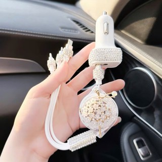 Dây sạc tẩu sạc đính đá trên xe ô tô sang trọng hàng cao cấp-Ds01 đính đá