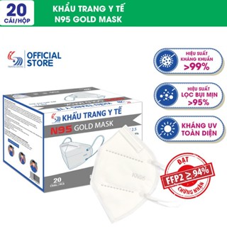 Khẩu trang 5 lớp loại N95 Gold Mask - Hộp 20 cái - Khẩu trang lọc bụi mịn kiểu dáng thời trang | Trường Dương