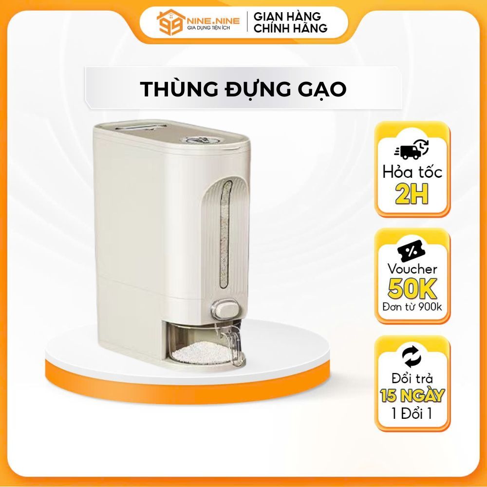 Thùng Đựng Gạo Thông Minh Nút Ấn Lấy Gạo Tự Động Chất Liệu Nhựa Cao Cấp Loại 5KG, 10KG