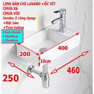 KT:46x25 20x40 Chậu rửa mặt lavabo MINI Treo Tường hoặc Đặt Bàn Đá men NANO trắng sáng chống ố