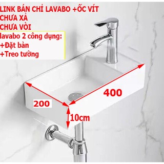 LAVABO MINI NHỎ Chậu rửa mặt lavabo chữ nhật treo tường hay đặt bàn 03NA 20x40cm, 46x25cm men NANO