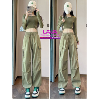 Quần Jogger Kaki Nữ Túi Hộp Rút Dây Hót Trend 2024 Cực Xinh Khi Phối Với Sneaker