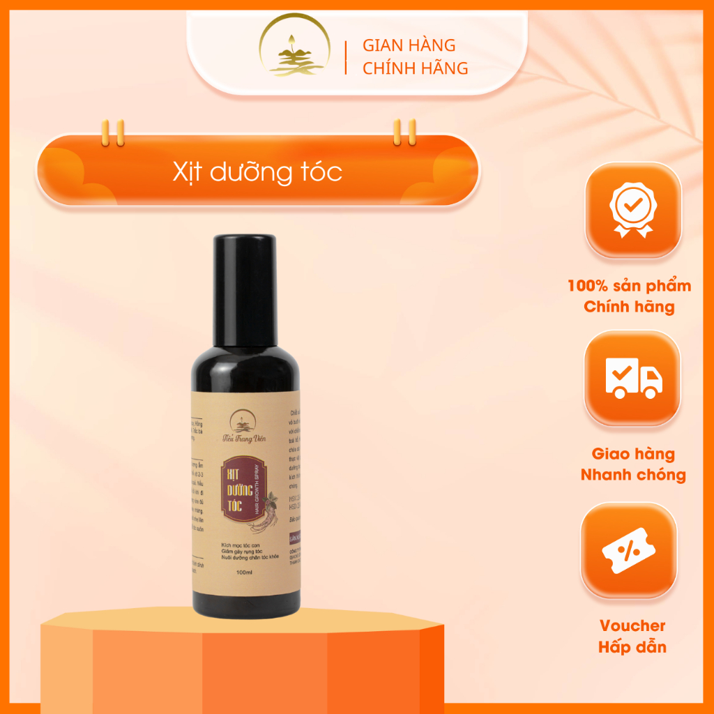 Xịt dưỡng tóc thuần chay, thảo dược, hỗ trợ dưỡng tóc từ gốc, nhân sâm, trắc bá diệp Tiểu Trang Viên 100ml
