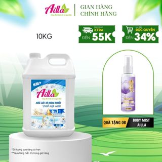 Nước Giặt Xả Kháng Khuẩn Ailla 10Kg Dịu Nhẹ, An Toàn Với Da Tay, Dùng Cho Cả Cửa Đứng Và Ngang (Tặng Body Mist 50ML)