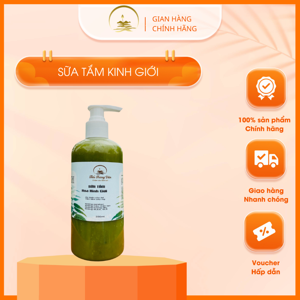 Sữa Tắm Kinh giới An toàn, lành tính, thuần chay, làm sạch cấp ẩm Tiểu Trang Viên 330ml