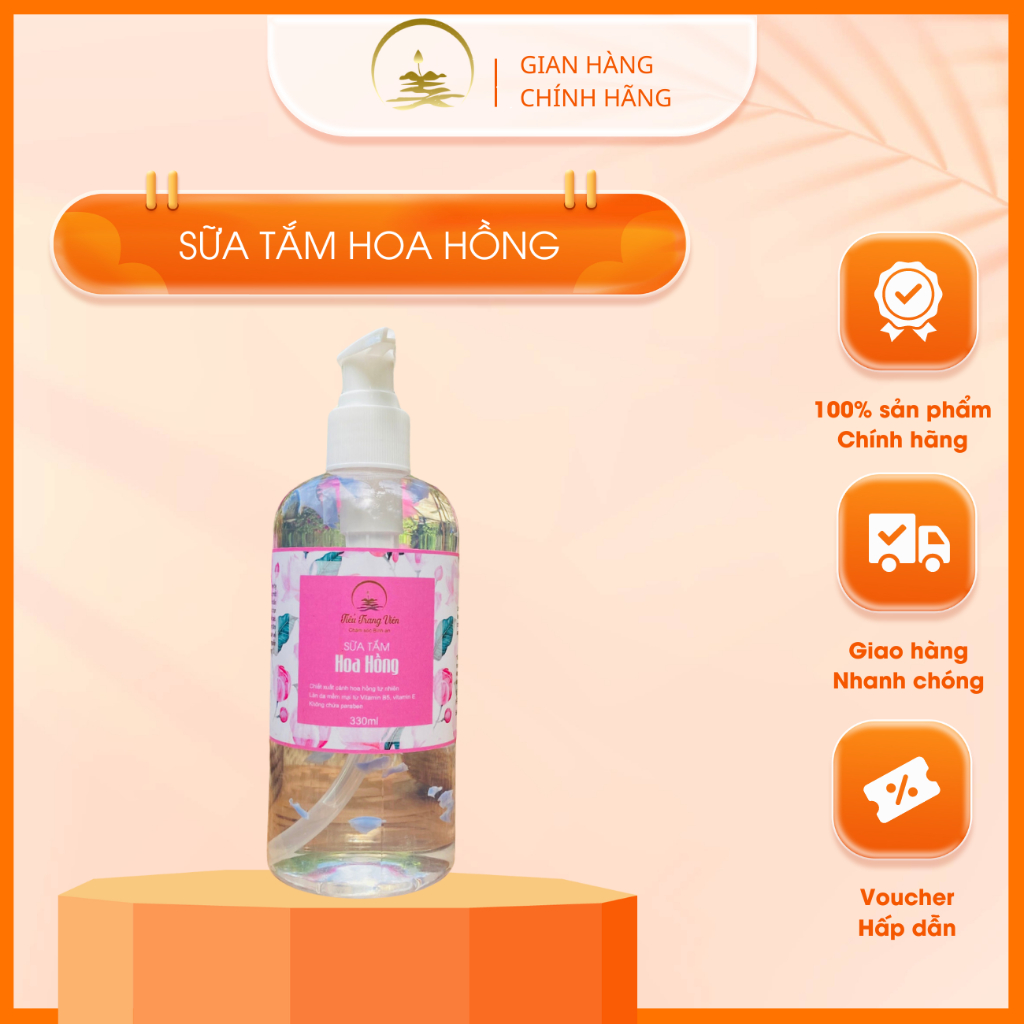Sữa Tắm Hoa Hồng An toàn, lành tính, thuần chay, làm sạch cấp ẩm Tiểu Trang Viên 330ml