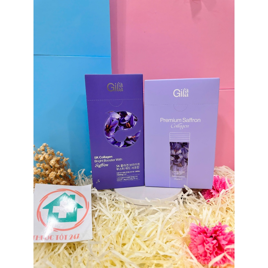 Nước uống Collagen Gilaa Siêu phân tử 300DA Kết hợp Saffron Giúp Trẻ Hóa Trắng Da
