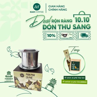 Phin inox HANCOFFEE Cao Cấp Size 7 pha 25gr Nắp Tròn Quai Cầm cong tiện lợi