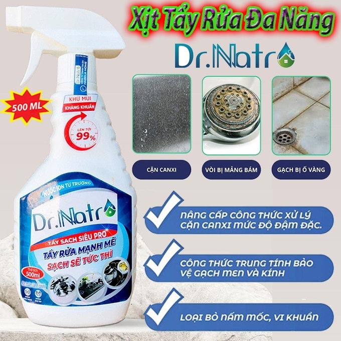 Tẩy rửa đa năng Doctor Natro - Công nghệ ION từ trường tẩy bay mọi vết bẩn cứng đầu trên inox, kính 