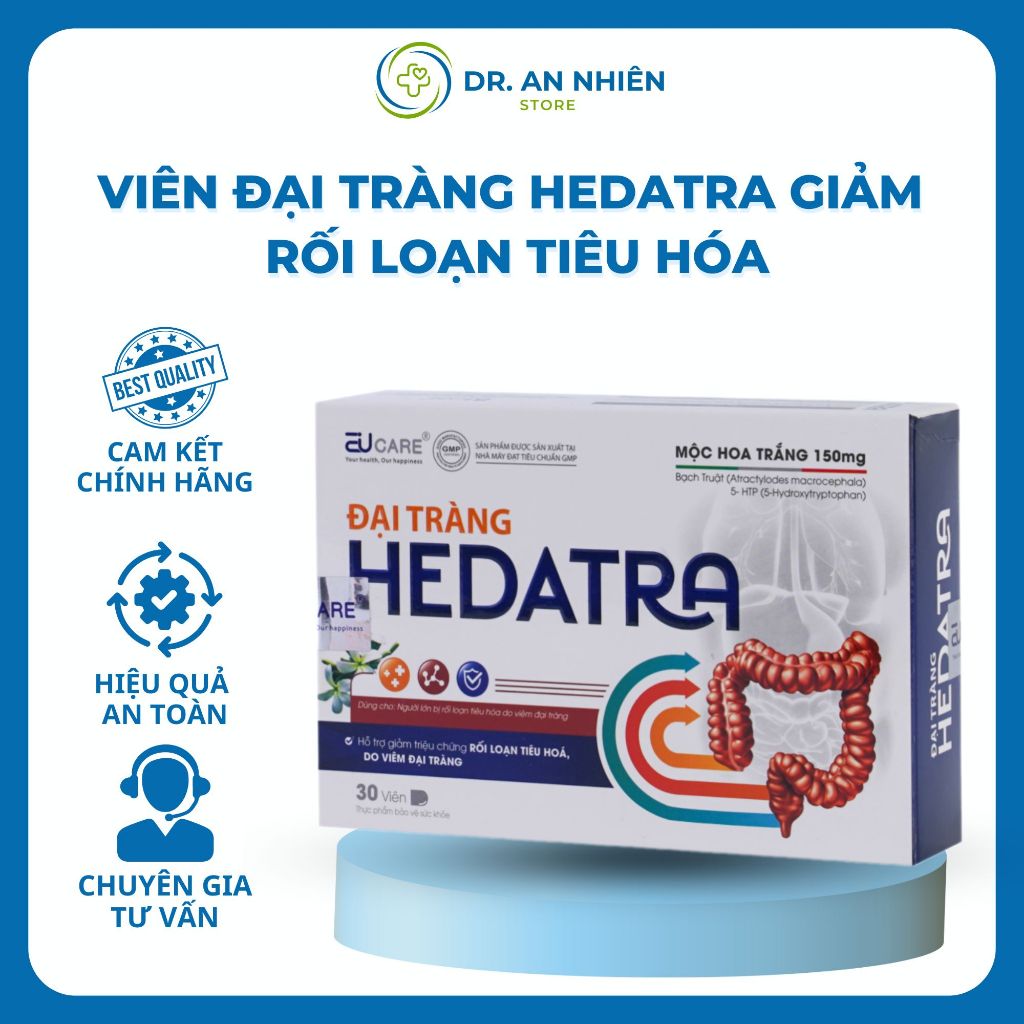Viên Đại Tràng Hedatra EUCARE Giảm Rối Loạn Tiêu Hóa, Viêm Đại Tràng Cấp và Mãn Tính,Đau Bụng