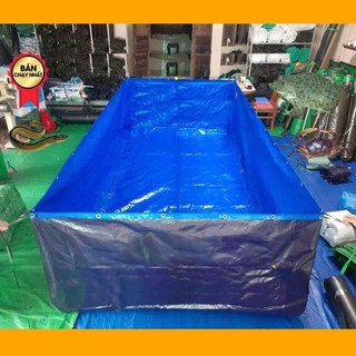 [ Tặng van xả ] Bể bạt nuôi ốc ếch cá lươn xanh dương 3x2x1, dầy dặn chắc chắn