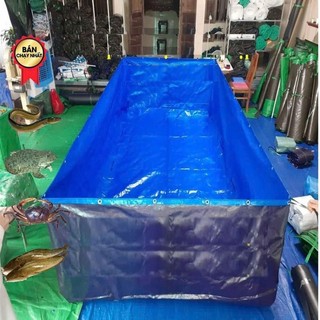 [ Tặng van xả ] Bể bạt nuôi ốc ếch cá lươn xanh dương 3x2x1, dầy dặn chắc chắn
