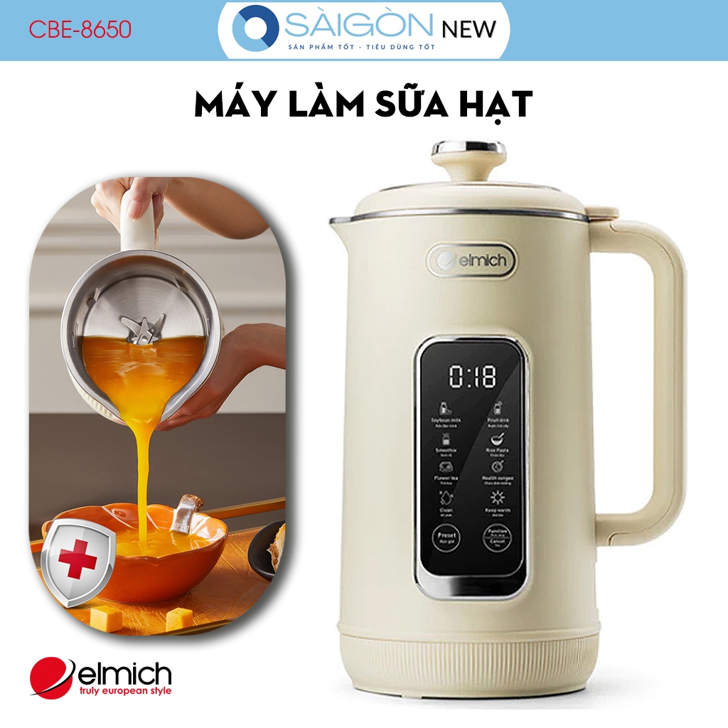 Máy Làm Sữa Hạt Elmich CBE-8650 1L - Máy Nấu Sữa Hạt Elmich 7 Chế Độ Nấu ,Tự Làm Sạch ,Điều Khiển Cả