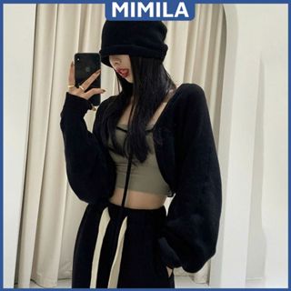 Áo Khoác Cardigan Croptop Nữ MIMILA Phối Dây Buộc Dễ Phối Phong Cách Hàn Quốc Chất Thun Gân Dày - MA271