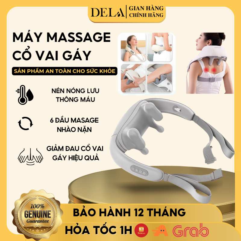 Máy Massage Cổ Vai Gáy DELADEP, Massage Chườm Ấm Cổ Vai Gáy, Cải Thiện Sức Khỏe Giảm Mệt Mỏi Chườm Nóng Trị Liệu MMC04
