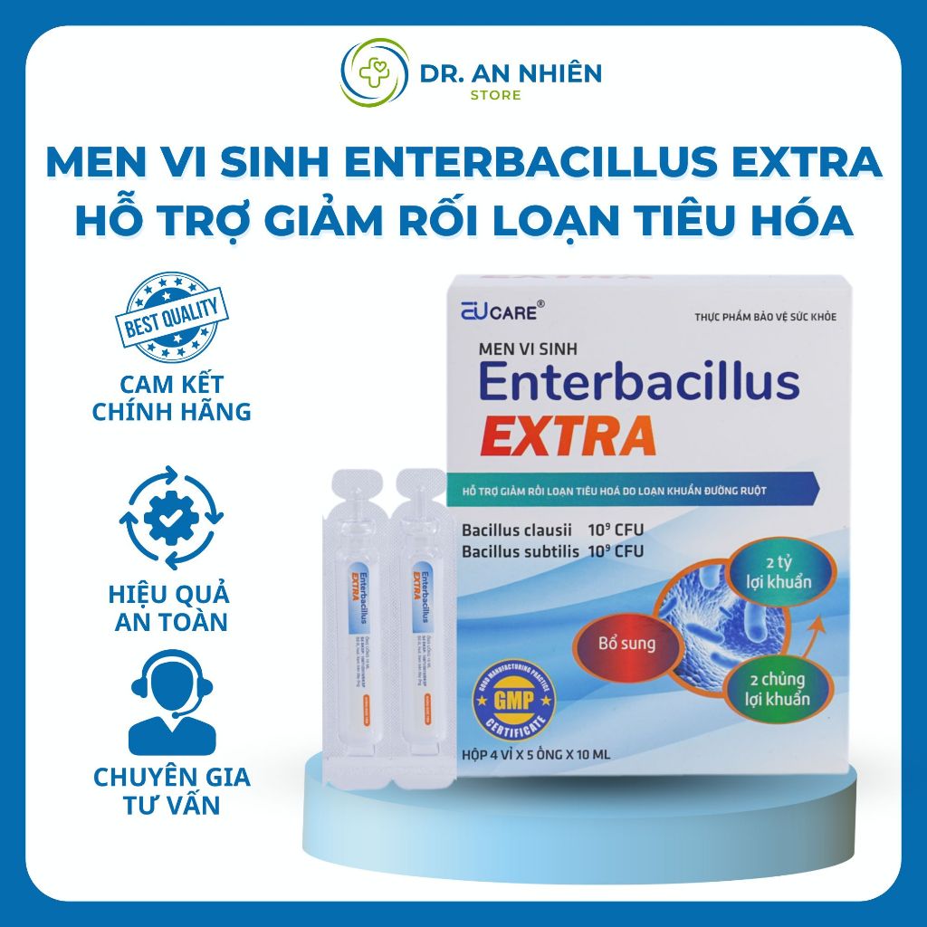 Men Vi Sinh Enterbacillus Extra Dạng Ống Bổ Sung 2 Tỷ Lợi Khuẩn, Giảm Rối Loạn Tiêu Hóa Hộp 20 Ống