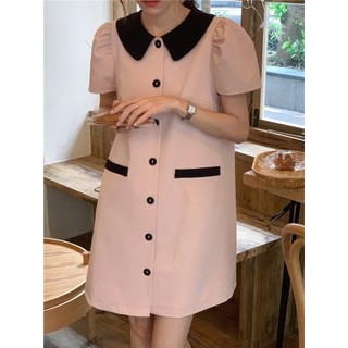 Váy (Đầm) suông đính nơ thanh lich Vải giả Tweed - Váy tay phồng che khuyết điểm màu tím hottrend - 55Kg.Linh