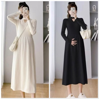  Váy bầu đầm bầu THU ĐÔNG thiết kế LEN TĂM CỔ KHOÉT mềm mại xinh xắn sang chảnh V179 