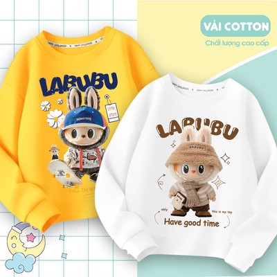 Áo nỉ cho bé trai BOBDOG, áo sweater bé trai chất vải da cá thoáng khí in hình Labubu cute cho bé