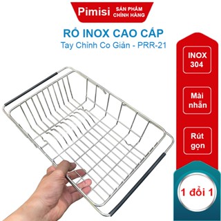 Rổ Inox 304 Chữ Nhật Gác Bồn Rửa Chén Pimisi Úp Bát Đĩa - Rau Củ Quả Với Tay Nắm Điều Chỉnh Độ Dài Co Giãn | Chính Hãng