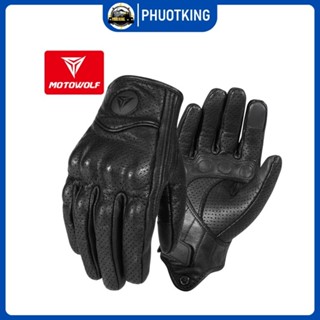   CHÍNH HÃNG  Găng Tay Da MOTOWOLF - Găng tay da thật Motowolf 