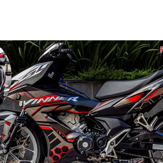 Tem trùm WINNER X tổ ong đen đỏ xám DECAL 3A