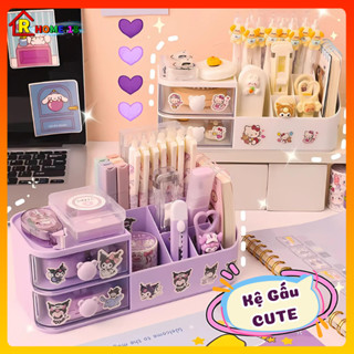  Tủ Đựng Đồ Đa Năng Để Bàn Hình Gấu Cao Cấp - Hộp Đựng Đồ Mỹ Phẩm Mini Decor Bàn Học Bàn Làm Việc Tặng Kèm Sticker 