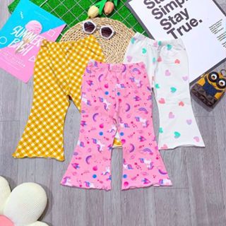 Quần legging ống loe bé gái dài 8 tấc thun cotton xuất dày đẹp co giãn tốt 10-30kg