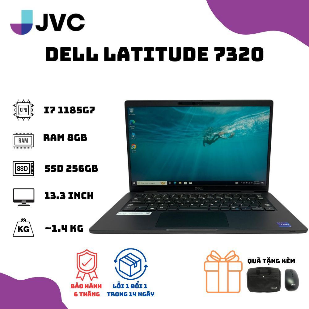laptop xách tay giá rẻ DELL latitude 7320  i5 1135G7 RAM 16GB SSD 512gb 13,3 inch pin 2-5h