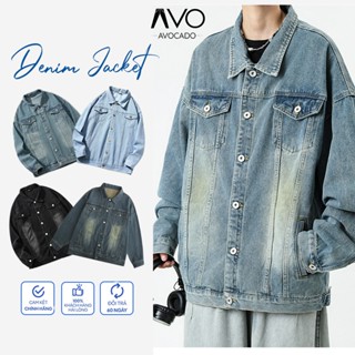 Áo Khoác jean nam nữ Unisex, áo khoác bò form rộng màu Xanh Đen xám trắng size - Avocado