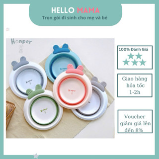 Thau rửa mặt -chậu rữa mặt  gấp gọn ( dùng cho mẹ đi sinh,rửa mặt cho bé, rửa bình sữa, gội  đầu cho bé ..)-Hellomama
