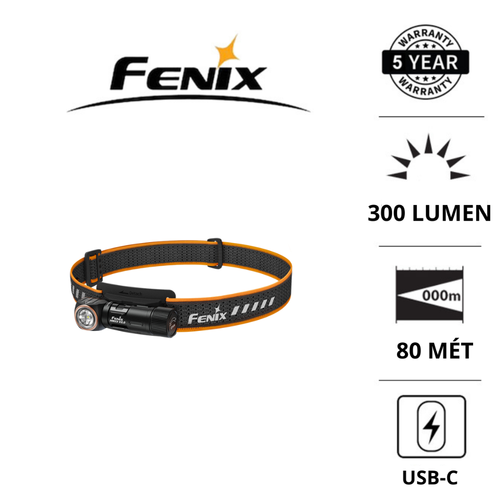 Đèn đội đầu siêu nhẹ FENIX HM23 V2.0 độ sáng 300 lumen chiếu xa 80m