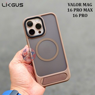  Ốp lưng nhám Likgus Valor Mag cho IP 16 Pro Max   16 Pro có giá đỡ chống vân tay 