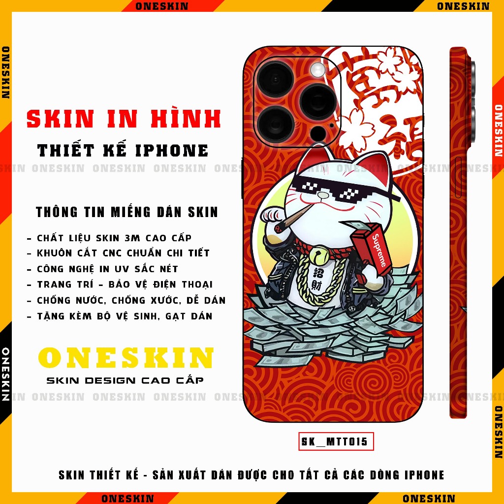 Dán Skin 3M In Hình Điện Thoại MTT IPhone X/14/15/16 Pro Max |SK_MTT015| Cắt CNC Chống Nước, Chống X