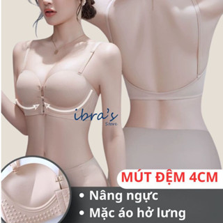 Áo Nâng Ngực Cài Trước Mặc Hở Lưng Mút 4CM iBra's, Áo Quây Ngực Độn To Tròn Tạo Khe Sexy, Vải Su Không Lộ Viền A90