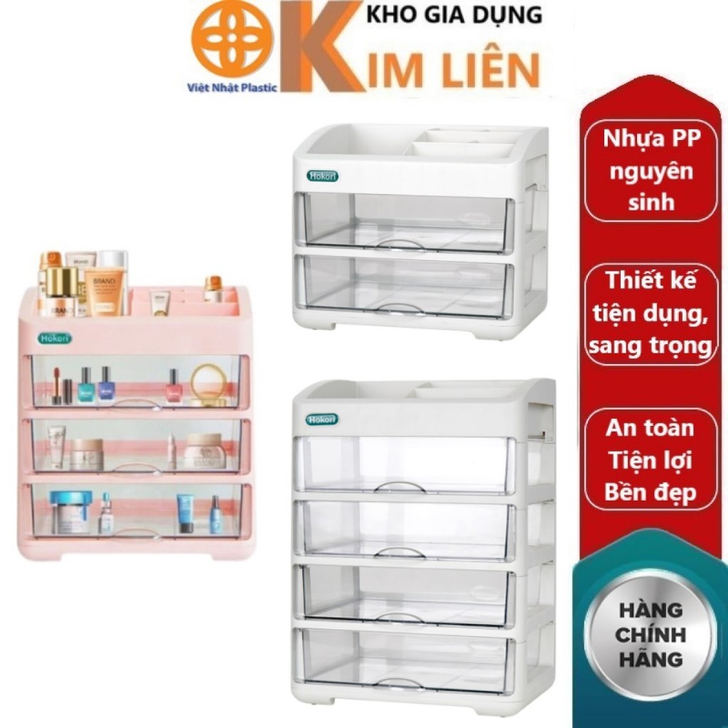 Tủ thuốc, mỹ phẩm HOKORI nhựa VIỆT NHẬT cao cấp - 3, 4, 5 tầng - Để bàn, ngăn kéo trong - 3636