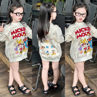 Áo nỉ cổ tròn thu đông cho bé gái hình mickey mouse hoạt hình, áo sweater trẻ em,TPKIDS,[M878]